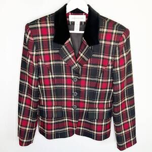 Vintage Jones New York Plaid Wool Blazer Size 8